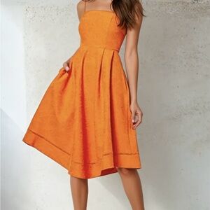 Eva Méndez Vibrant Strapless Orange Dress size 4 NWT